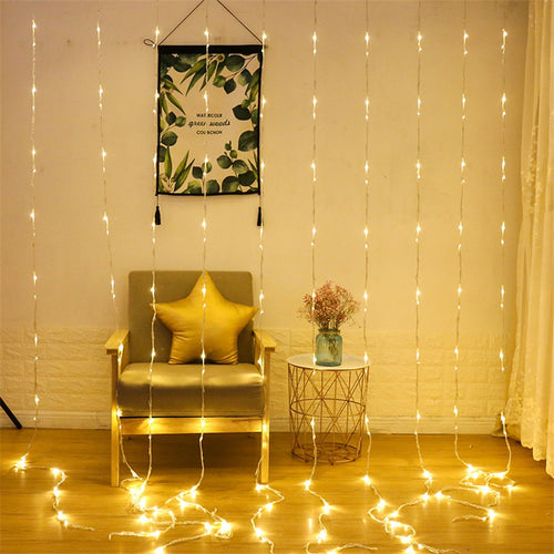 Thrisdar 6X3M 640LED Waterfall Curtain Icicle LED String Light Meteor Shower Rain Fairy String Garland Wedding Background Light