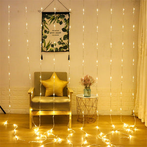 Thrisdar 6X3M 640LED Waterfall Curtain Icicle LED String Light Meteor Shower Rain Fairy String Garland Wedding Background Light