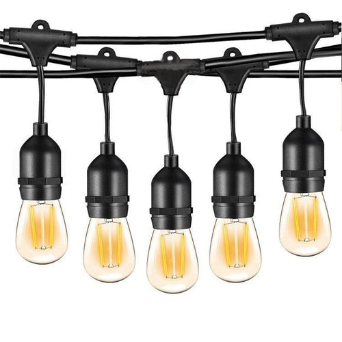 Thrisdar 15M LED S14 Commercial Grade LED String Lights 15PCS E27 Retro Edison Filament Bulb Street Garden Patio Holiday Light