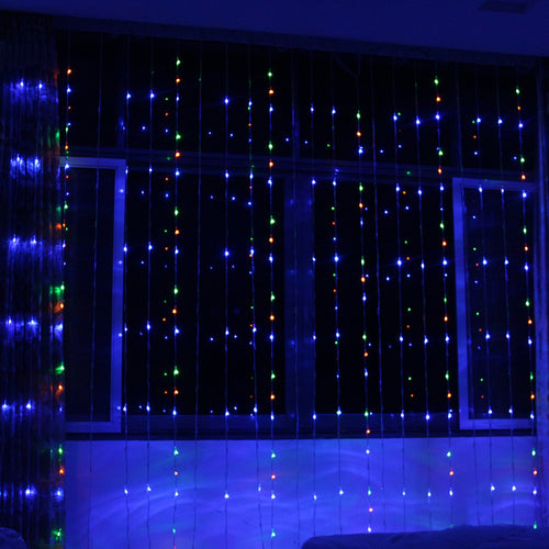 Thrisdar 6X3M 768LED Digital Waterfall Curtain Icicle LED String Garland 16 Mode Horse Race Background Fairy String Light