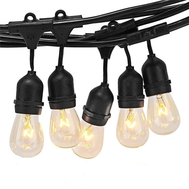 Thrisdar Waterproof 15M 15 Bulb S14 String Light E27 LED Edison Filament Bulb Outdoor Garden Holiday Wedding Party Garland Light