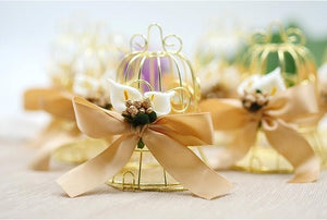 Golden Bird Cage Bell Wedding Favor Candy Box Celebration Party Guests Return Gift Packaging Box SN1340