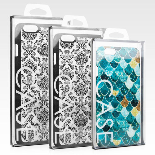 Fashion Blister PVC Plastic Black Clear Retail Packaging Packing Box For iPhone 8 7 6 4.7 5.5 Mobile Phone Case 500pcs