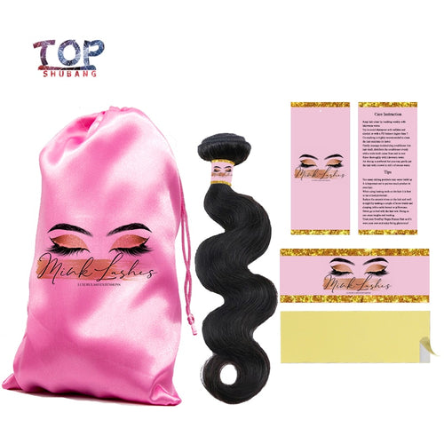 450Pcs Custom Logo Printed Hair Packaging Set Hair Bundle Wraps And Hair Hang Tags And Hair Silk Satin Bags