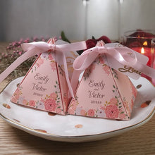 Load image into Gallery viewer, free shipping 140pc Wedding favor box red pink golcustom logo candy boxes personalized Customize name and date a gift for guests