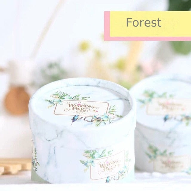 Free Shipping 50pcs Wedding favor pink blue Deer couple feather paper candy box cylinder packaging gifts boxes a gift for guest
