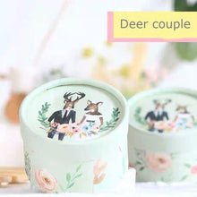 Load image into Gallery viewer, Free Shipping 50pcs Wedding favor pink blue Deer couple feather paper candy box cylinder packaging gifts boxes a gift for guest