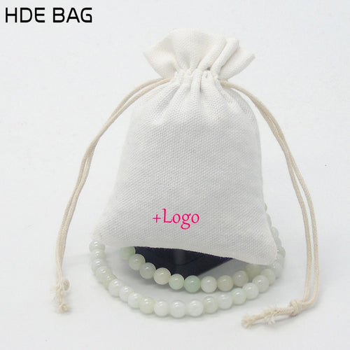 Canvas Bag for Packaging Jewelry/Makeup/Gift/Wedding/Party/Storage/Shoe Bags Cotton Drawstring Pouches Sachet Pocket Print Logo