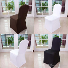 Load image into Gallery viewer, Wolesale hotel hotel chair cover wedding wedding pure color with thick white elastic high-end banquet chair cover free shipping