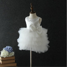 Load image into Gallery viewer, Sequins collars children girls cake dress kids formal wedding ball gown xmas and new year tutu dress with bows on the waist