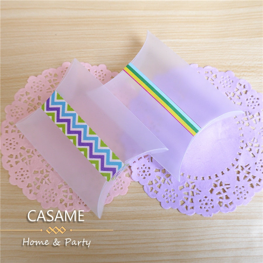 2500pcs/lot New Style Plastic Pillow Shape Wedding Favor Gift Box bags Party Matte Frosted PVC material Candy Box Wholesales