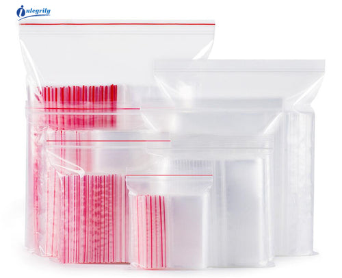 INTEGRITY1000pcs Large size resealable zip lock transparent Poly Waterproof plastic packaging bag clear Self Sealing storage bag