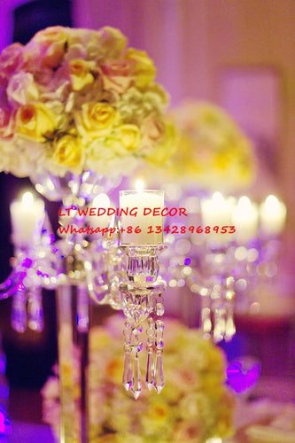 European classical crystal candlestick flower tall centerpiece candelabra for wedding decoration home party gifts essential
