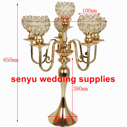 Hot new style  Tall 5-arms Crystal Candelabras Table Centerpiece Wedding Supply senyu0047