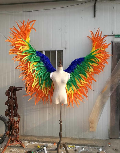 Top quality rainbow style angel feather wings cosplay supply fairy wings Beautiful wedding Birthday party deco props