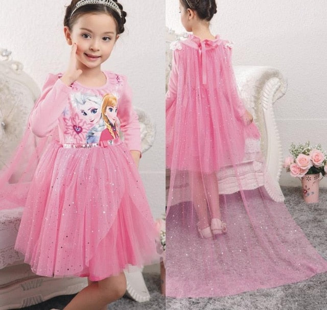 Fancy Dress Girls Princess Sequin yarn veil Capes cloak 140cm Cosplay Costume party Halloween props festive event supplies
