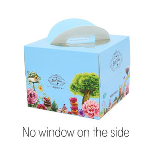 100 set 4 inch cake box with window handle Kraft paper cheese cake box kids Birthday wedding home Party Circus soldier supply