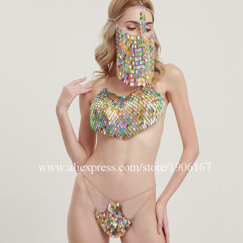 Sexy Lady Party Evening Belly Dance Suit With Mask DS Stage Performance Pole Dance Singer Masquerade Clothes  Ballroom Costume