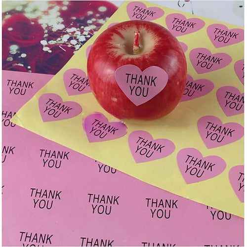 DHL 6000Pcs/Lot 3.8*3.5cm Heart Pink Thank You Stickers Kraft Paper Party Sticker DIY Handmade Gift Cake Baking Sealing Sticker