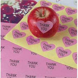 DHL 6000Pcs/Lot 3.8*3.5cm Heart Pink Thank You Stickers Kraft Paper Party Sticker DIY Handmade Gift Cake Baking Sealing Sticker