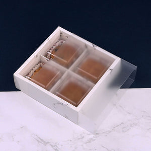 3 Size Marble Design Paper Box with Frosted PVC Lid Cake Cheese Chocolate Paper Boxes Wedding Party Cookies Box Gift Box