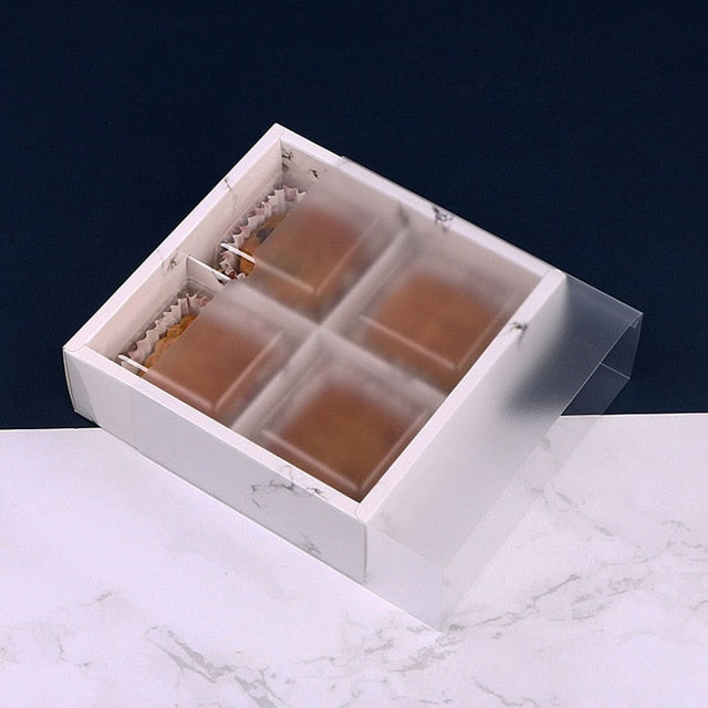 3 Size Marble Design Paper Box with Frosted PVC Lid Cake Cheese Chocolate Paper Boxes Wedding Party Cookies Box Gift Box