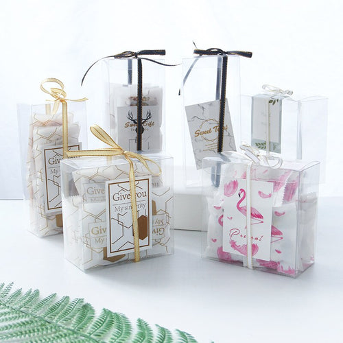 2 Size Transparent Clear Candy Box Rectangle Square PVC Chocolate Case Boxes for Wedding Party Event