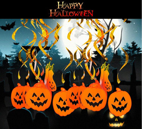 Halloween Smiling face pumpkin party haunted house bars nightclubs decoration supplies color ribbon smiling face pumpkin terror