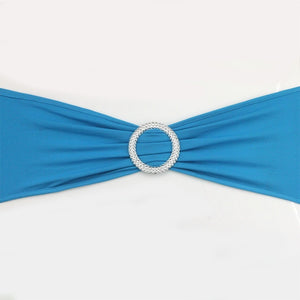 Hot 100PC Removable Chair Sash Bands Spandex Stretch Lycra Chair Cover Bows with round Buckle Weddings Party Banquet Decoration