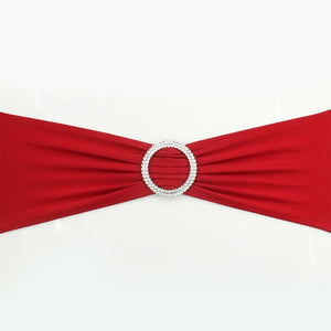 Hot 100PC Removable Chair Sash Bands Spandex Stretch Lycra Chair Cover Bows with round Buckle Weddings Party Banquet Decoration