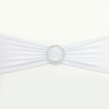 Load image into Gallery viewer, Hot 100PC Removable Chair Sash Bands Spandex Stretch Lycra Chair Cover Bows with round Buckle Weddings Party Banquet Decoration
