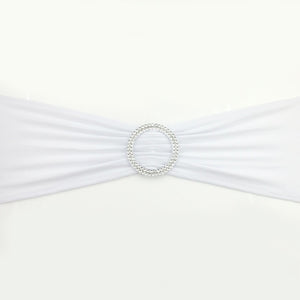 Hot 100PC Removable Chair Sash Bands Spandex Stretch Lycra Chair Cover Bows with round Buckle Weddings Party Banquet Decoration