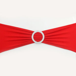 Hot 100PC Removable Chair Sash Bands Spandex Stretch Lycra Chair Cover Bows with round Buckle Weddings Party Banquet Decoration