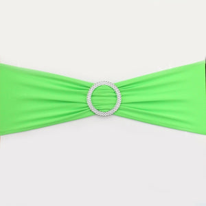Hot 100PC Removable Chair Sash Bands Spandex Stretch Lycra Chair Cover Bows with round Buckle Weddings Party Banquet Decoration