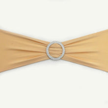 Load image into Gallery viewer, Hot 100PC Removable Chair Sash Bands Spandex Stretch Lycra Chair Cover Bows with round Buckle Weddings Party Banquet Decoration