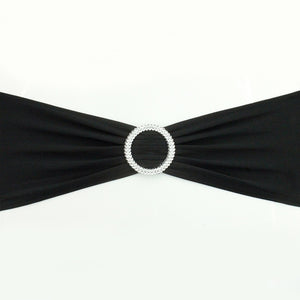 Hot 100PC Removable Chair Sash Bands Spandex Stretch Lycra Chair Cover Bows with round Buckle Weddings Party Banquet Decoration