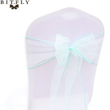 Load image into Gallery viewer, 200Pcs/lot Organza Chair Sash Bow For Cover Banquet Wedding Party Event Xmas Decoration Sheer Fabric Supply 18cm*275cm