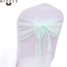 Load image into Gallery viewer, 200Pcs/lot Organza Chair Sash Bow For Cover Banquet Wedding Party Event Xmas Decoration Sheer Fabric Supply 18cm*275cm