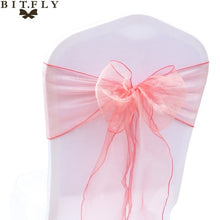 Load image into Gallery viewer, 200Pcs/lot Organza Chair Sash Bow For Cover Banquet Wedding Party Event Xmas Decoration Sheer Fabric Supply 18cm*275cm