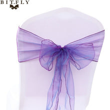 Load image into Gallery viewer, 200Pcs/lot Organza Chair Sash Bow For Cover Banquet Wedding Party Event Xmas Decoration Sheer Fabric Supply 18cm*275cm