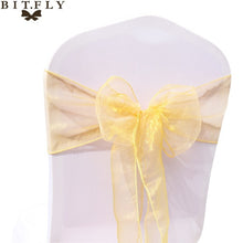 Load image into Gallery viewer, 200Pcs/lot Organza Chair Sash Bow For Cover Banquet Wedding Party Event Xmas Decoration Sheer Fabric Supply 18cm*275cm