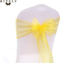 Load image into Gallery viewer, 200Pcs/lot Organza Chair Sash Bow For Cover Banquet Wedding Party Event Xmas Decoration Sheer Fabric Supply 18cm*275cm