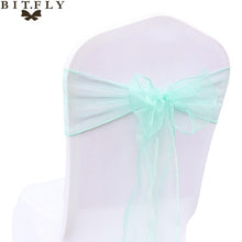 Load image into Gallery viewer, 200Pcs/lot Organza Chair Sash Bow For Cover Banquet Wedding Party Event Xmas Decoration Sheer Fabric Supply 18cm*275cm