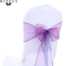Load image into Gallery viewer, 200Pcs/lot Organza Chair Sash Bow For Cover Banquet Wedding Party Event Xmas Decoration Sheer Fabric Supply 18cm*275cm