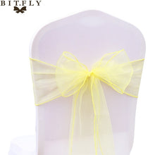 Load image into Gallery viewer, 200Pcs/lot Organza Chair Sash Bow For Cover Banquet Wedding Party Event Xmas Decoration Sheer Fabric Supply 18cm*275cm