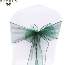 Load image into Gallery viewer, 200Pcs/lot Organza Chair Sash Bow For Cover Banquet Wedding Party Event Xmas Decoration Sheer Fabric Supply 18cm*275cm