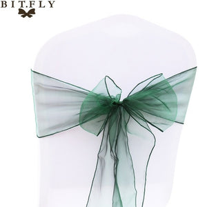 200Pcs/lot Organza Chair Sash Bow For Cover Banquet Wedding Party Event Xmas Decoration Sheer Fabric Supply 18cm*275cm