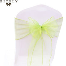Load image into Gallery viewer, 200Pcs/lot Organza Chair Sash Bow For Cover Banquet Wedding Party Event Xmas Decoration Sheer Fabric Supply 18cm*275cm
