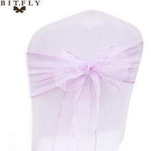Load image into Gallery viewer, 200Pcs/lot Organza Chair Sash Bow For Cover Banquet Wedding Party Event Xmas Decoration Sheer Fabric Supply 18cm*275cm