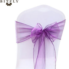 Load image into Gallery viewer, 200Pcs/lot Organza Chair Sash Bow For Cover Banquet Wedding Party Event Xmas Decoration Sheer Fabric Supply 18cm*275cm
